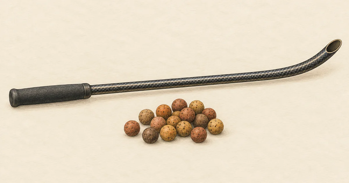 Wurfrohr aus Carbon neben Boilies