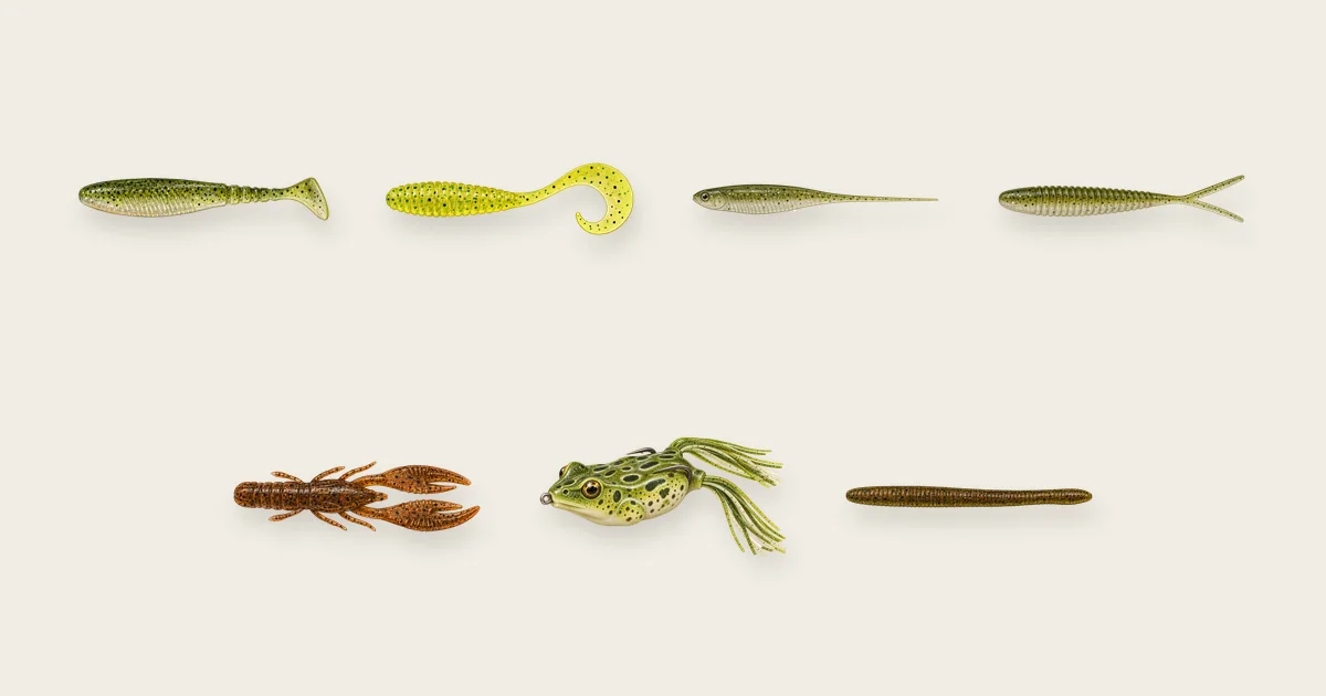 Tafel mit Köder-Illustrationen: Softbaits